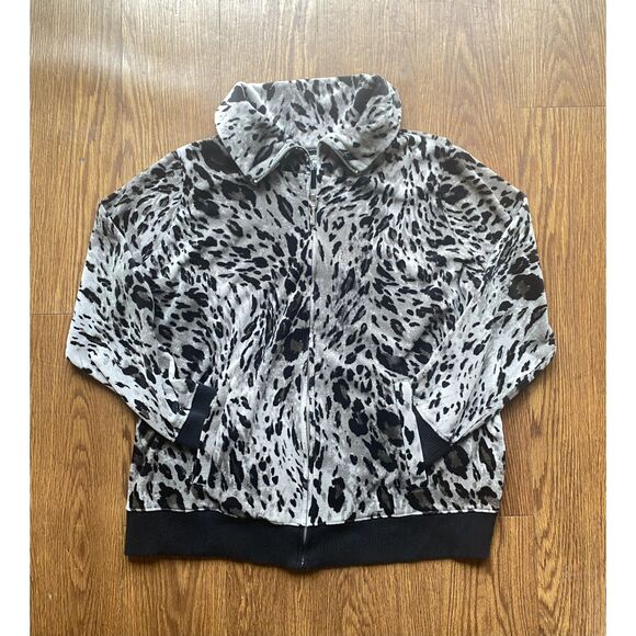 Jackets & Blazers - Grey & Black Animal Print Y2K Track Jacket